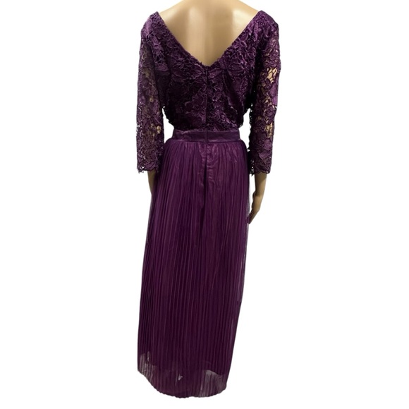Ibtom Castle Purple Lace Tulle Half Sleeve Formal Mother of Bride Maxi Dress 2X - Picture 3 of 13